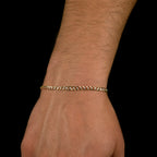 Pulsera Curb Pavé 3mm Oro Sólido