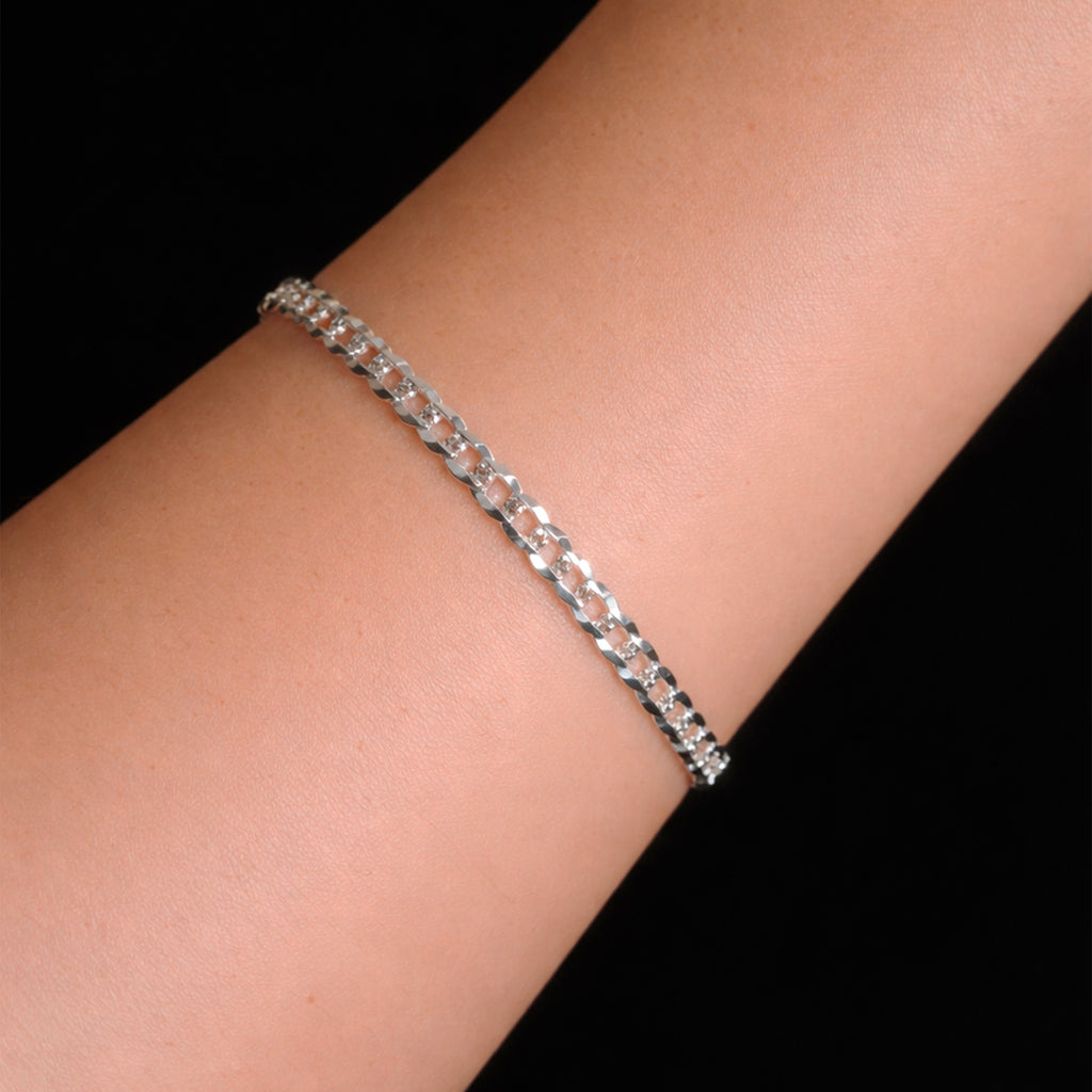 Pulsera Curb Zegrinada 5mm Plata