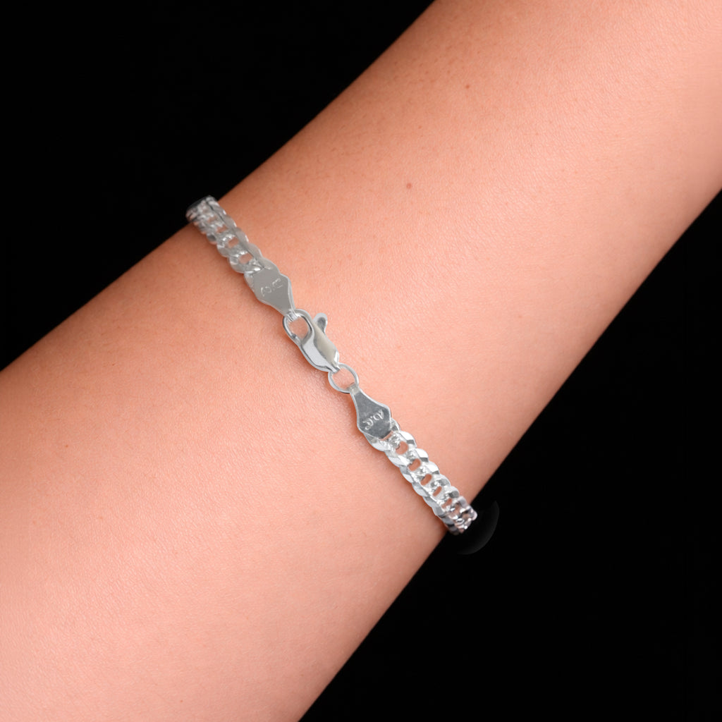 Pulsera Curb Zegrinada 5mm Plata