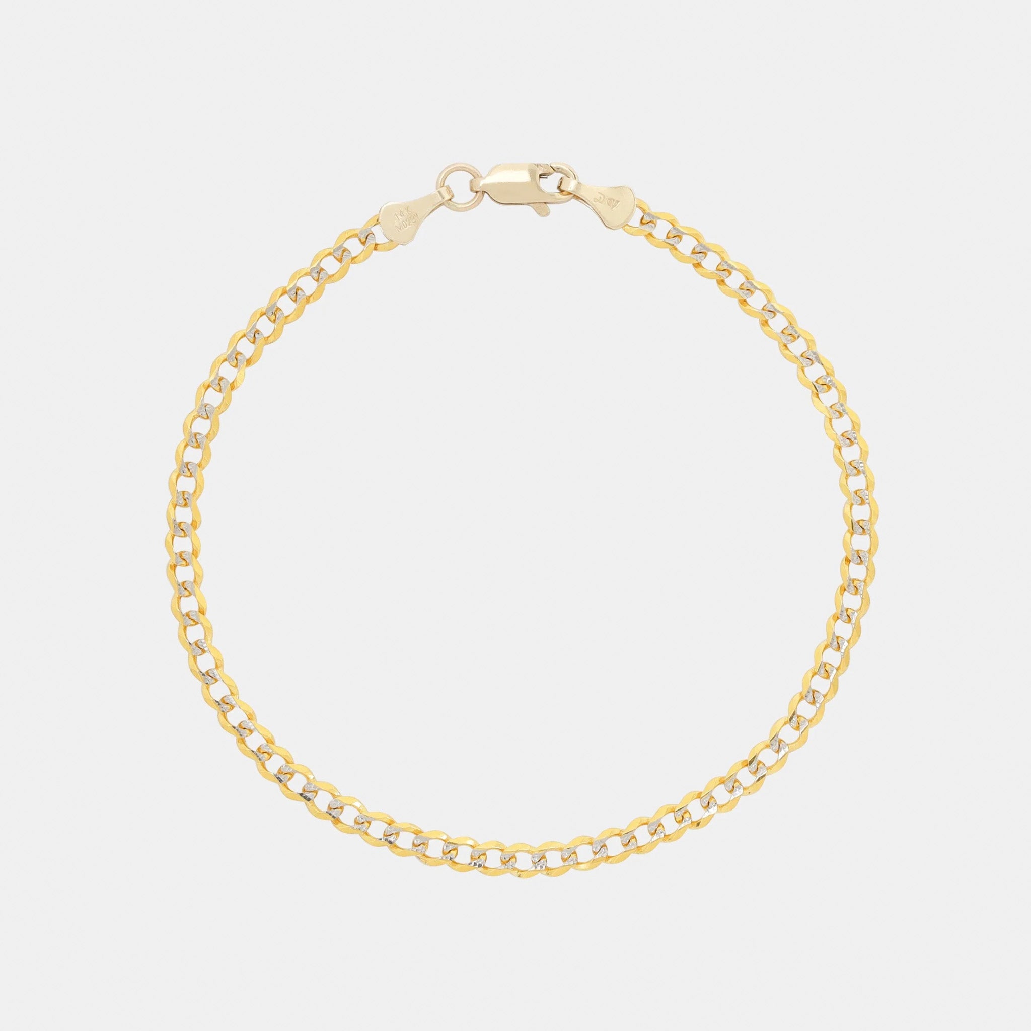 Curb Pavé 3mm (Oro Sólido) Pulsera