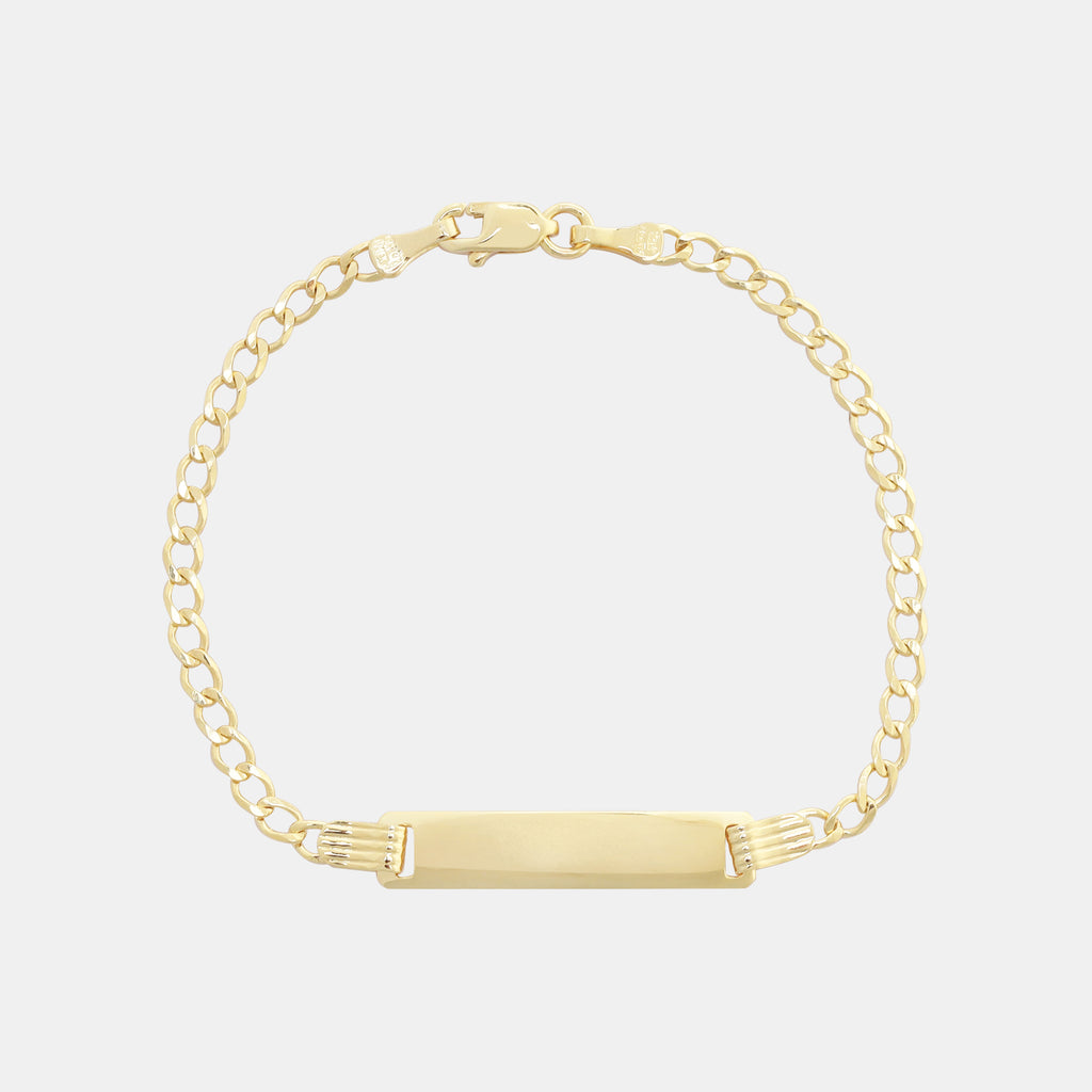 Esclava Curb Baby 2mm Oro Sólido Placa 5mm