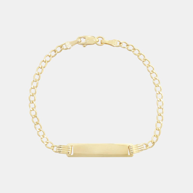 Esclava Curb Baby 2mm Oro Sólido Placa 5mm