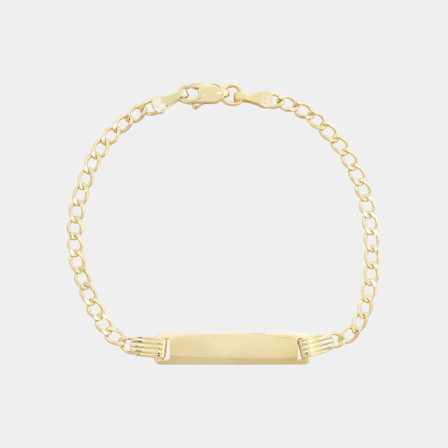 Esclava Curb Baby 2mm Oro Sólido Placa 5mm