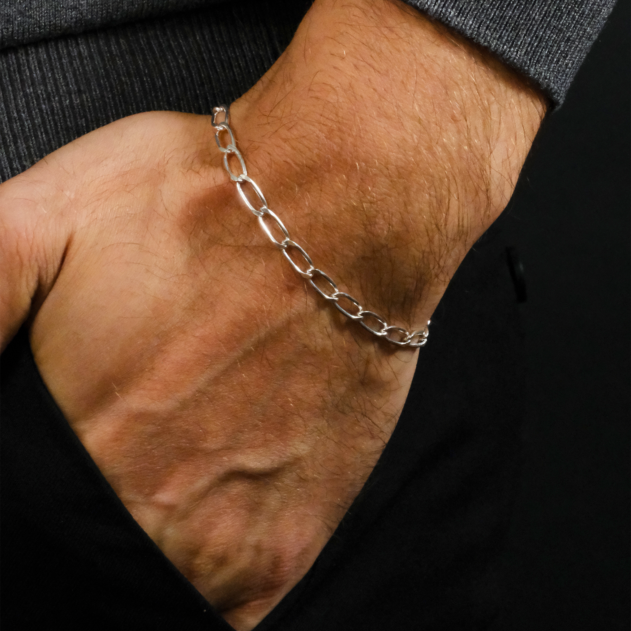 Figaro 0X1 Ligera 5mm (Plata) Pulsera