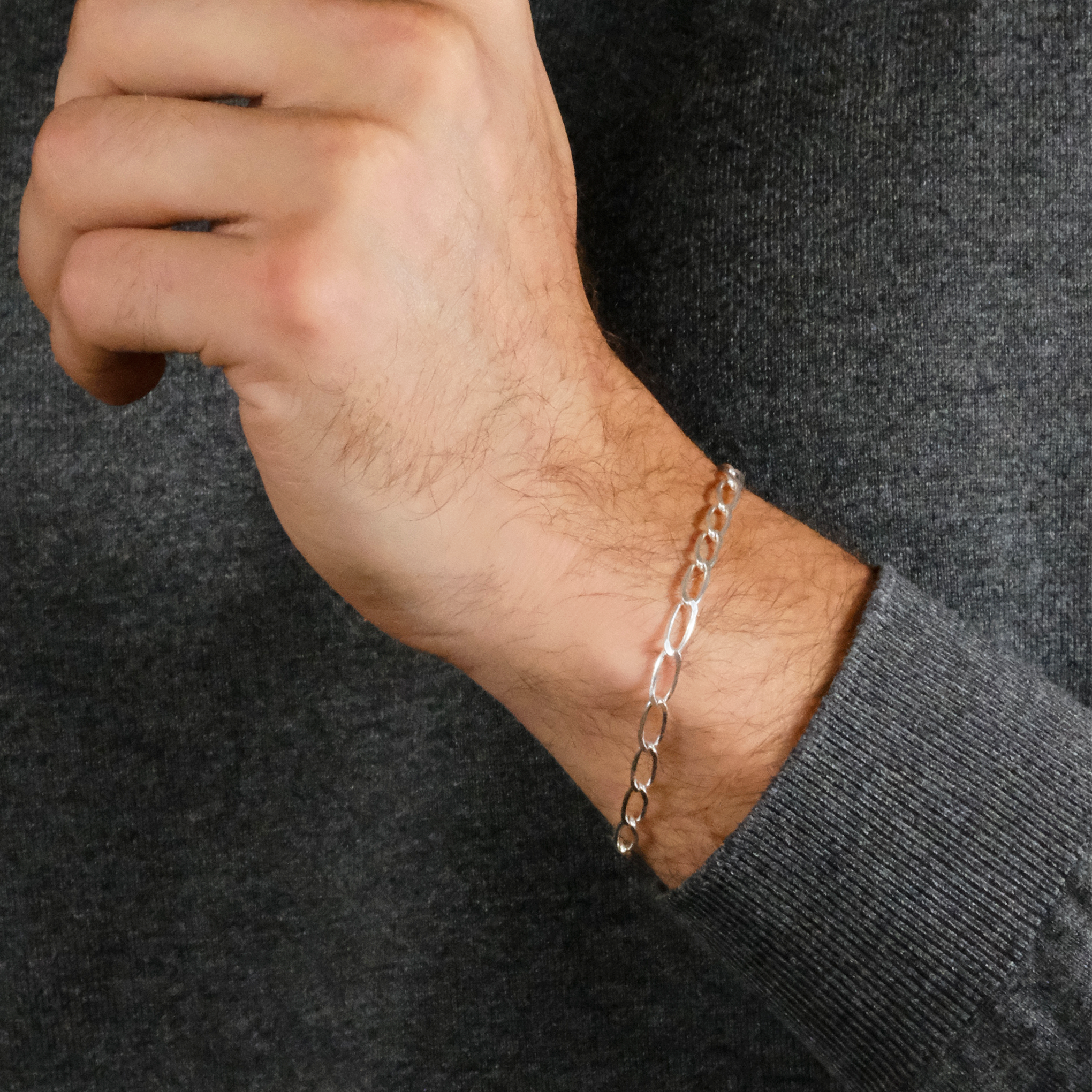 Figaro 0X1 Ligera 5mm (Plata) Pulsera