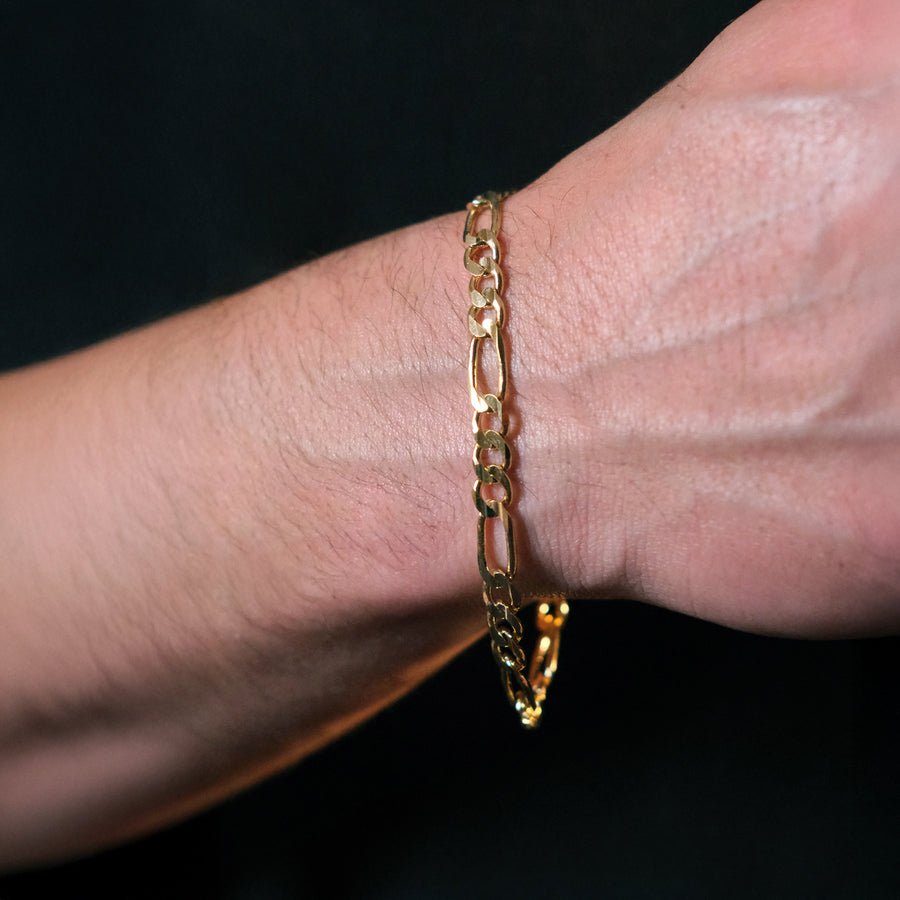 Figaro 3X1 6mm (Oro Sólido) Pulsera