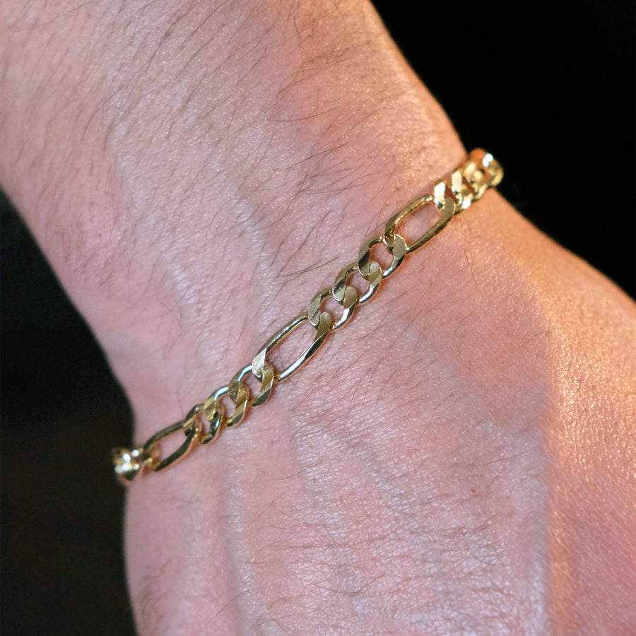 Figaro 3X1 6mm (Oro Sólido) Pulsera