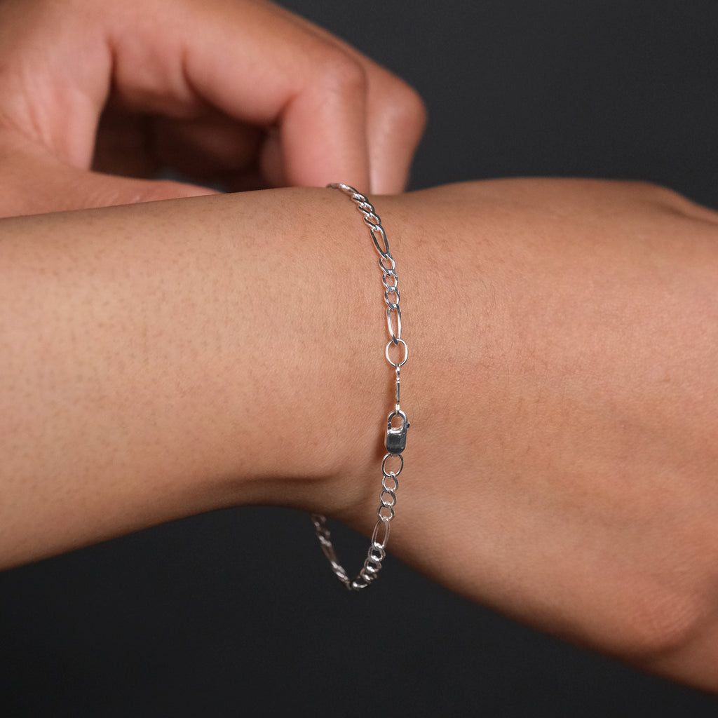 Figaro 3x1 3mm (Plata) Pulsera