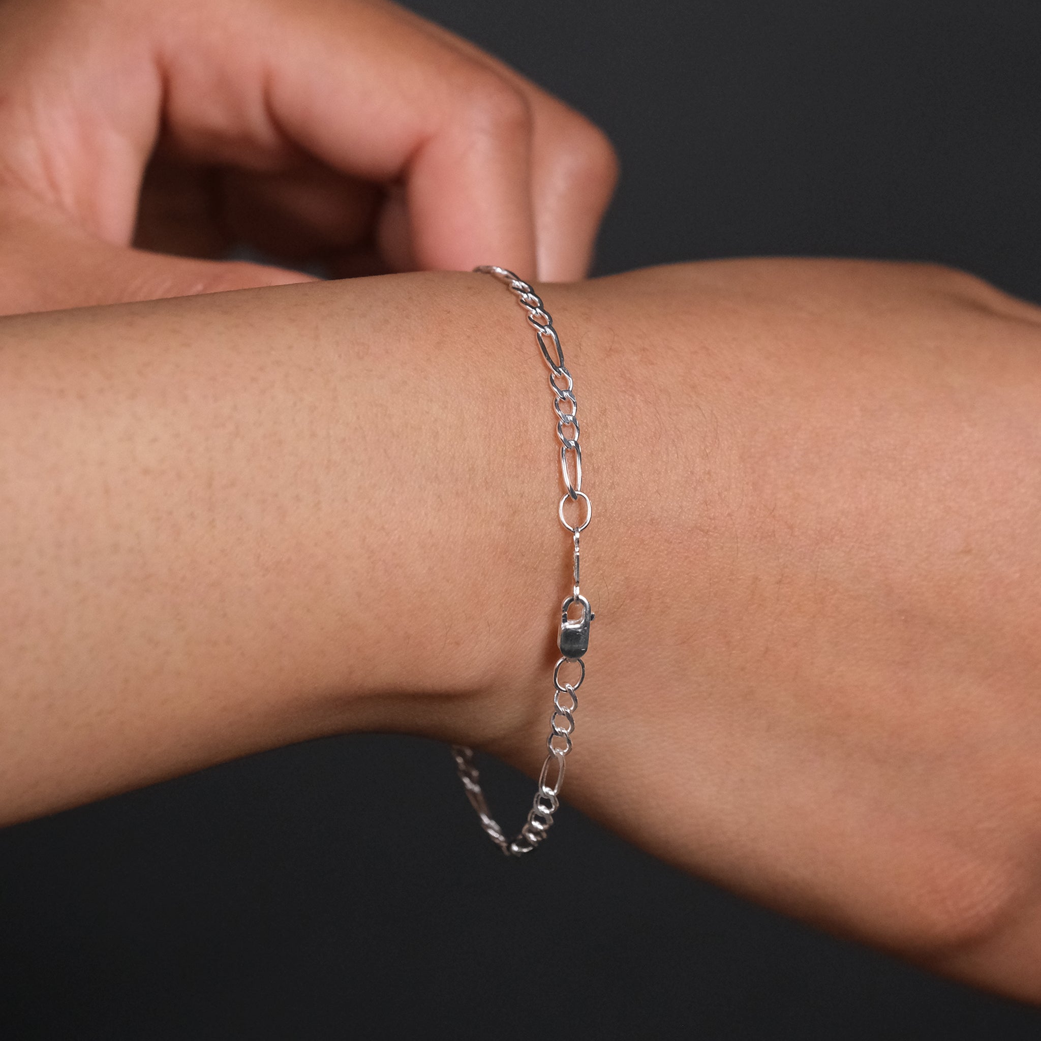 Figaro 3x1 3mm (Plata) Pulsera