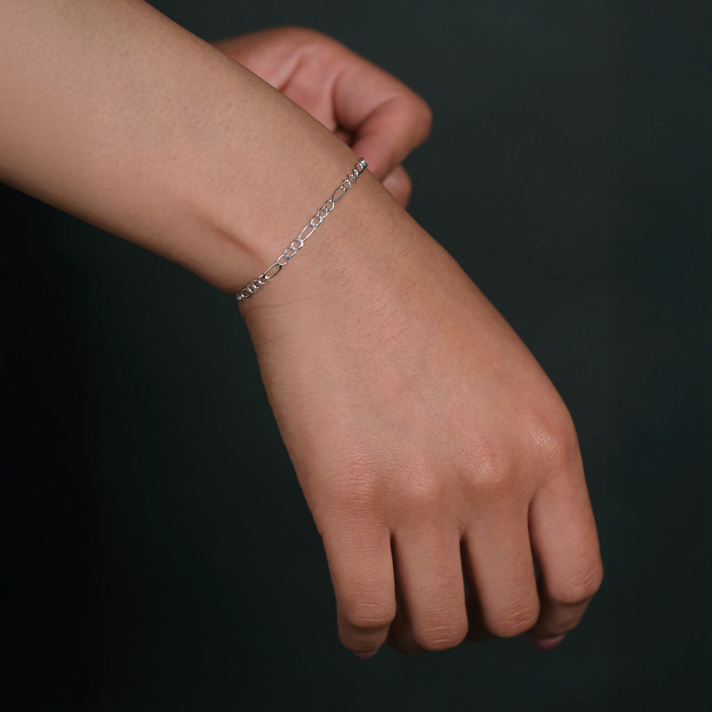Figaro 3x1 3mm (Plata) Pulsera
