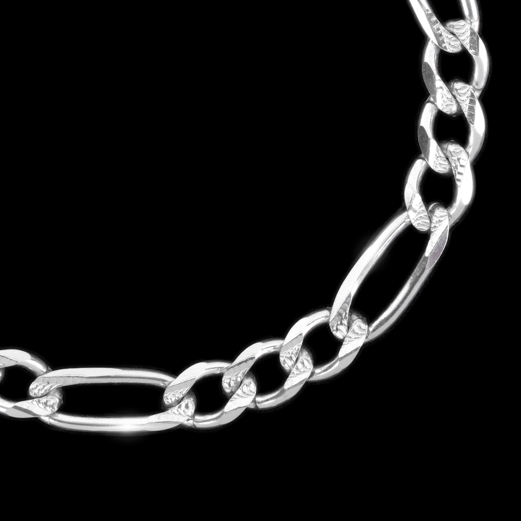 Cadena Figaro Súper Zegrinada 7mm Plata