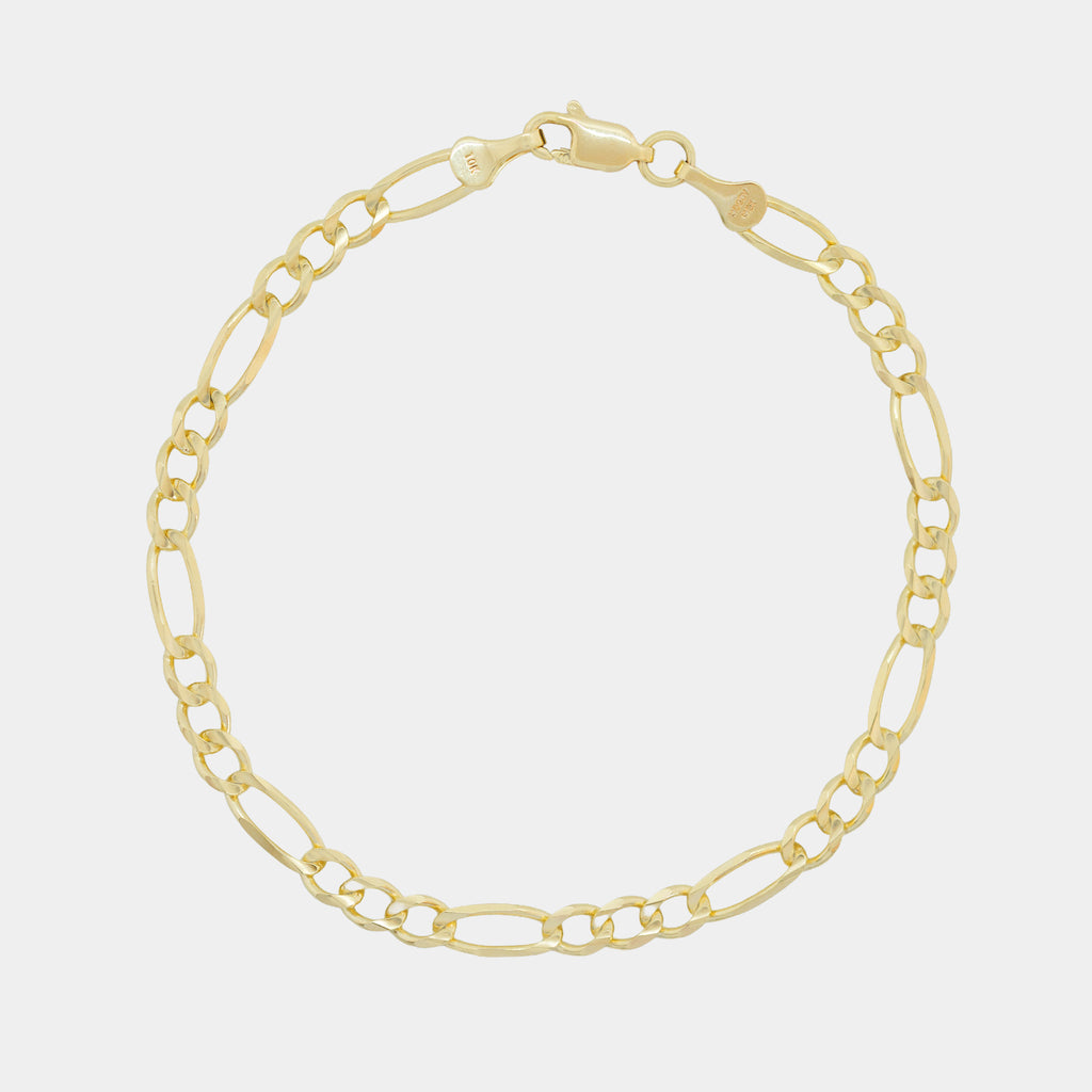 Pulsera Figaro 3X1 Abierta 4mm Oro Sólido