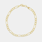Pulsera Figaro 3X1 Abierta 4mm Oro Sólido