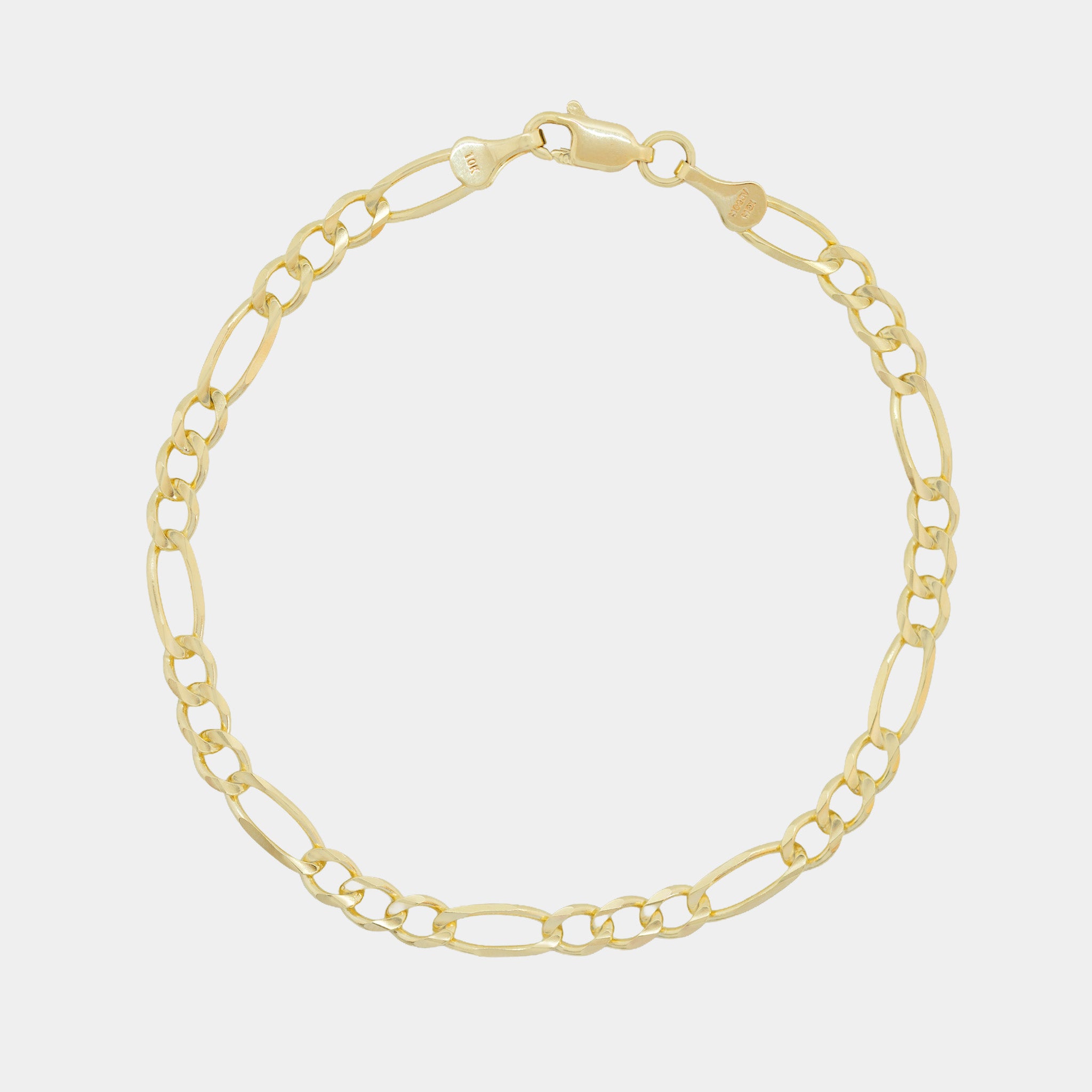 Pulsera Figaro 3X1 Abierta 4mm Oro Sólido