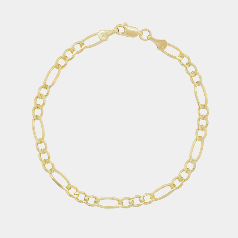 Figaro 3X1 Abierta 4mm (Oro Sólido) Pulsera