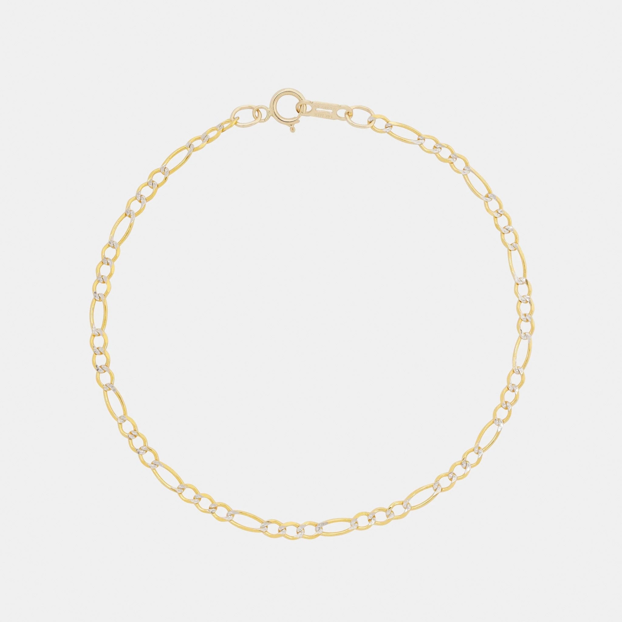 Figaro 3X1 Pave 2mm (Oro Sólido) Pulsera