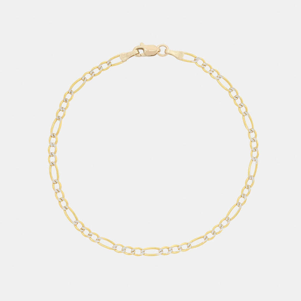 Figaro 3X1 Pave 3mm (Oro Sólido) Pulsera