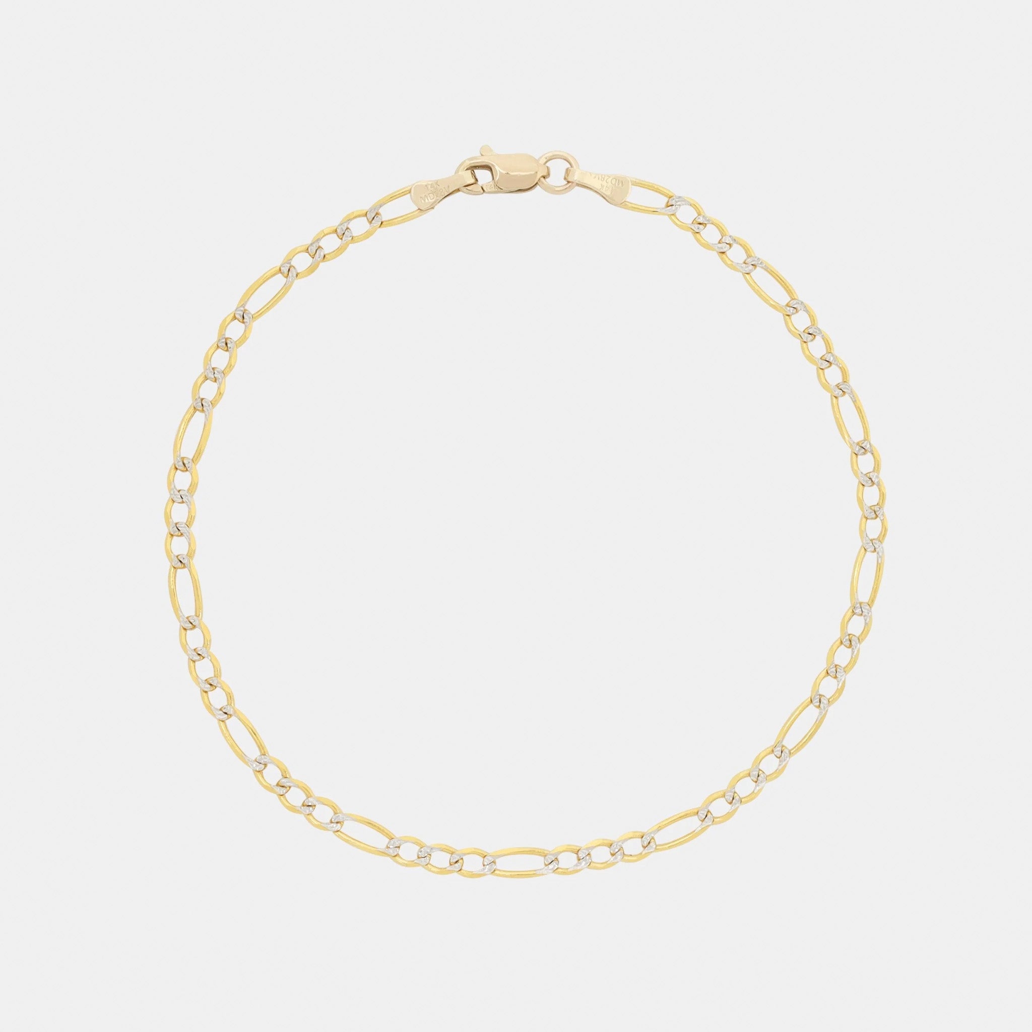Figaro 3X1 Pave 3mm (Oro Sólido) Pulsera