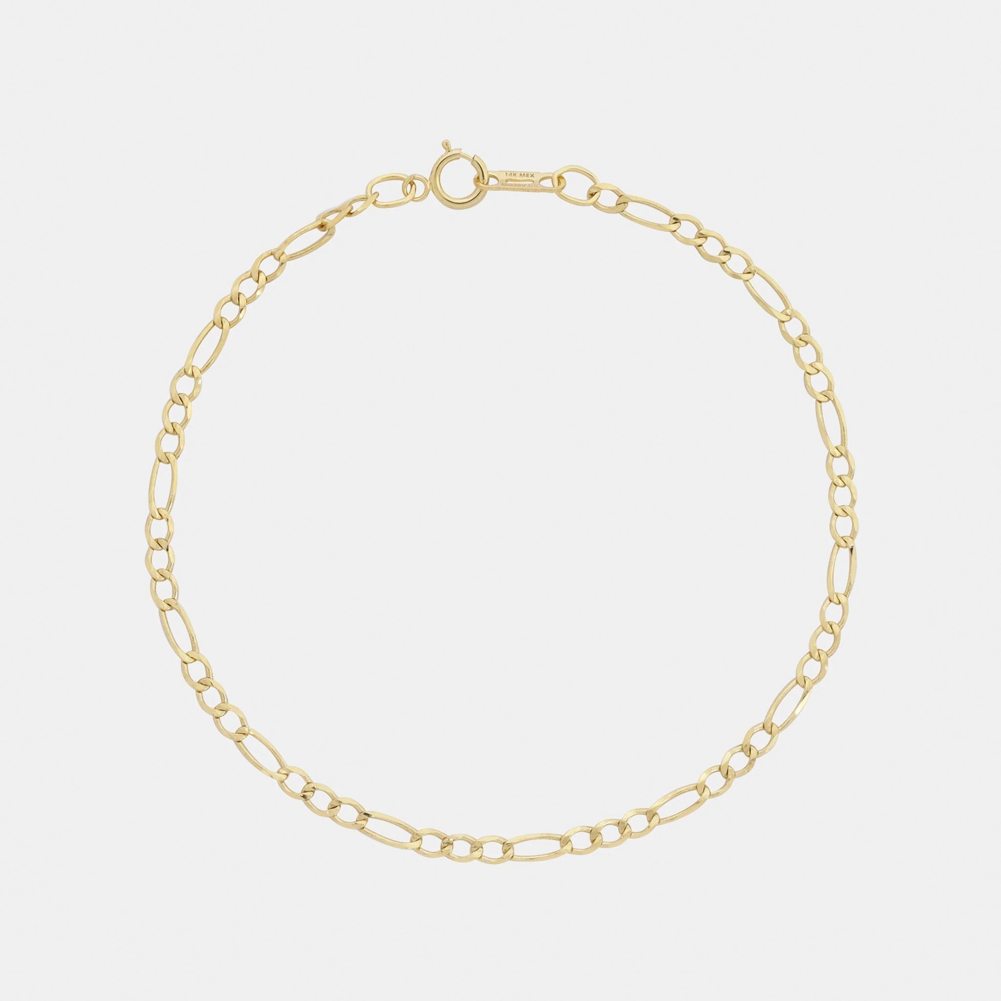 Figaro 3X1 2.5mm (Oro Sólido) Pulsera
