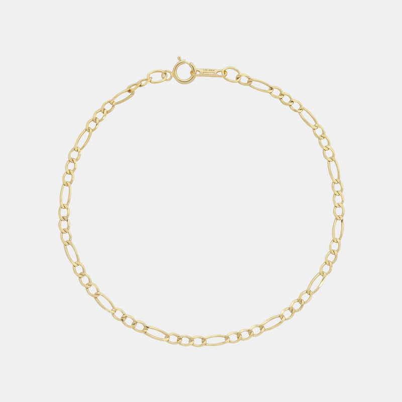 Pulsera Figaro 3X1 2.5mm Oro Sólido