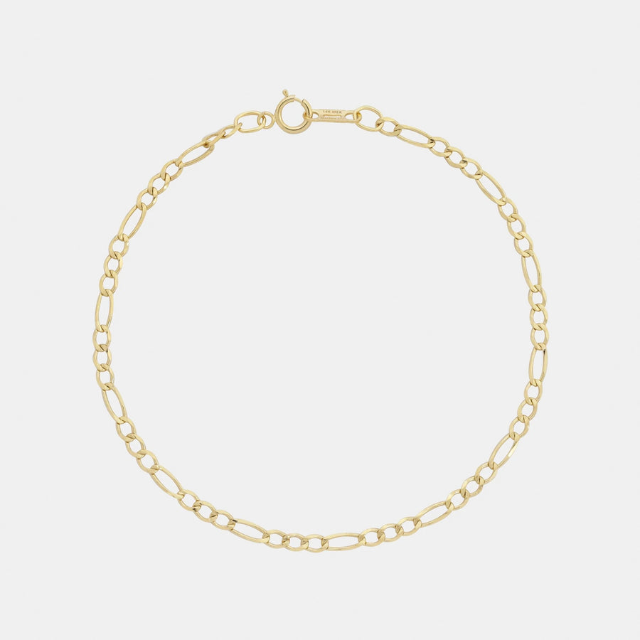 Pulsera Figaro 3X1 2.5mm Oro Sólido