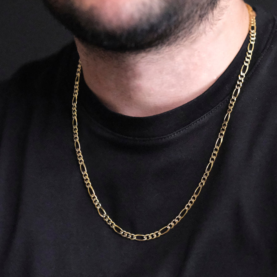 Fígaro 3X1 Pave 5mm (Oro Sólido) Cadena