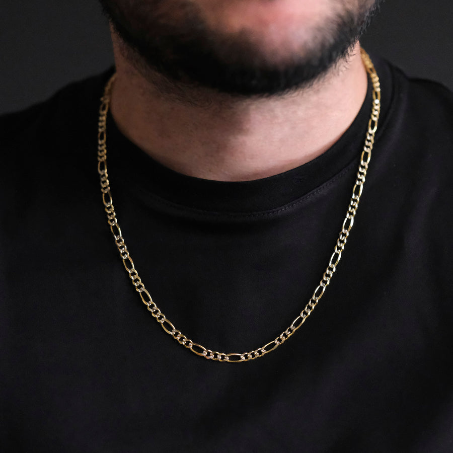 Fígaro 3X1 Pave 5mm (Oro Sólido) Cadena