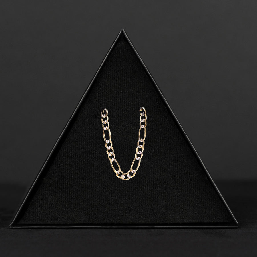 Fígaro 3X1 Pave 5mm (Oro Sólido) Cadena