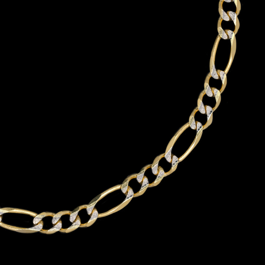 Fígaro 3X1 Pave 5mm (Oro Sólido) Cadena