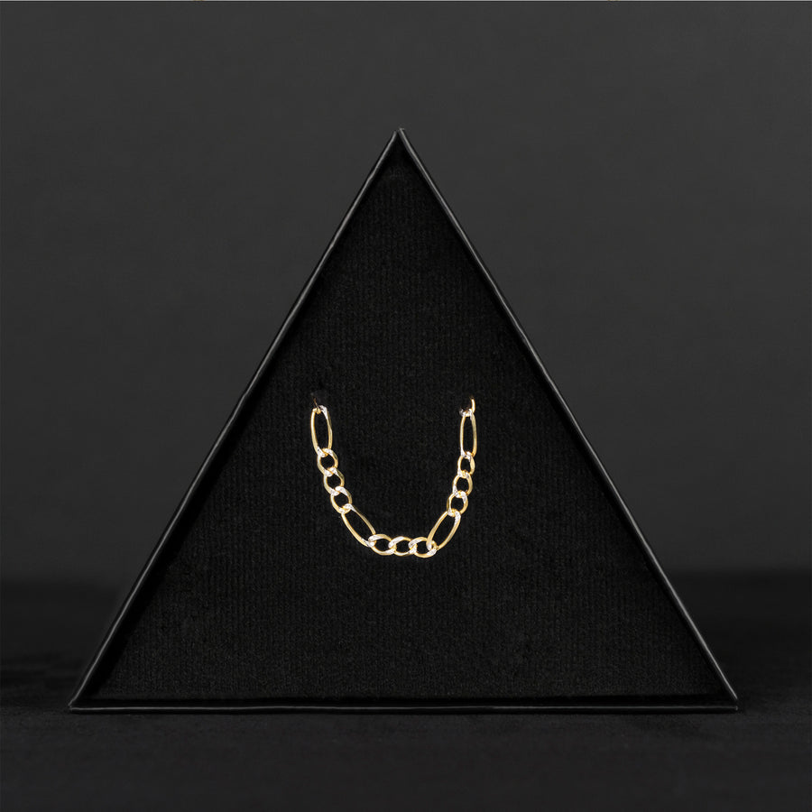 Fígaro 3X1 Pave Abierta 4mm (Oro Sólido) Cadena