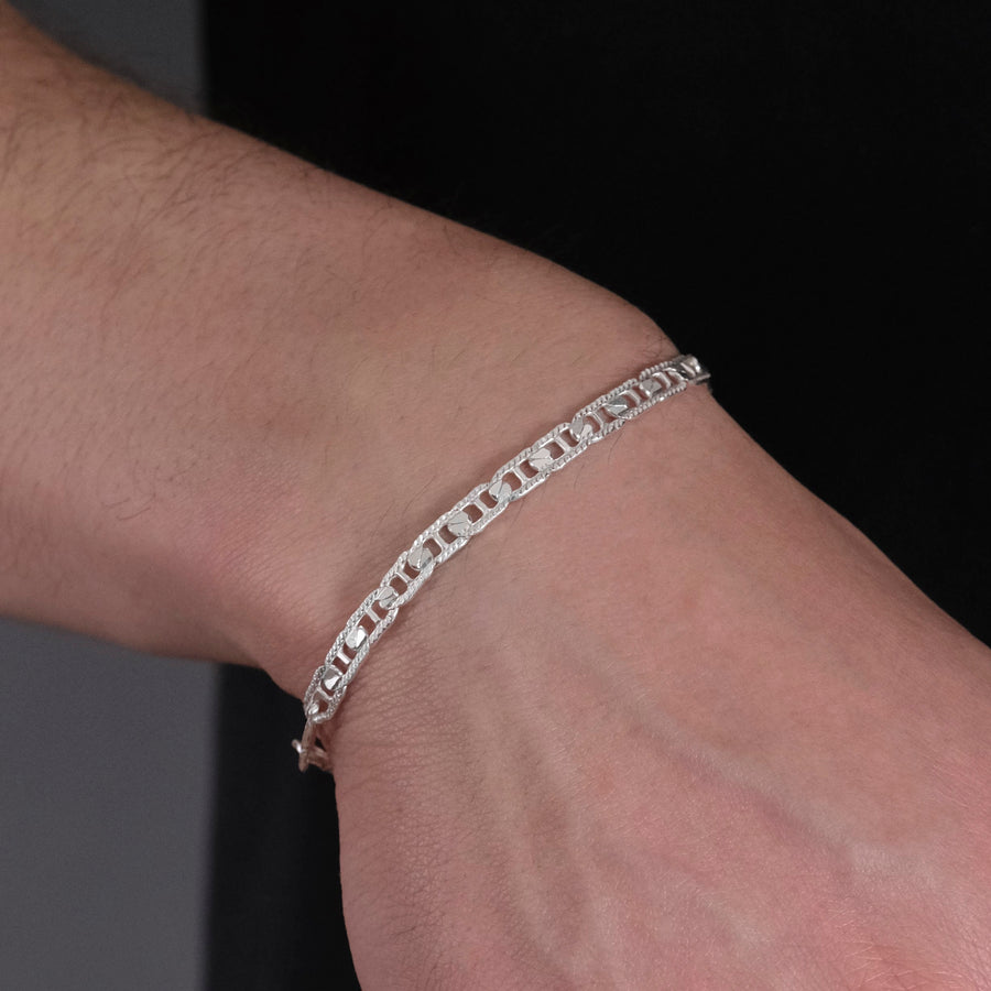 Ancla Martillada Zegrinada 5mm (Plata) Pulsera
