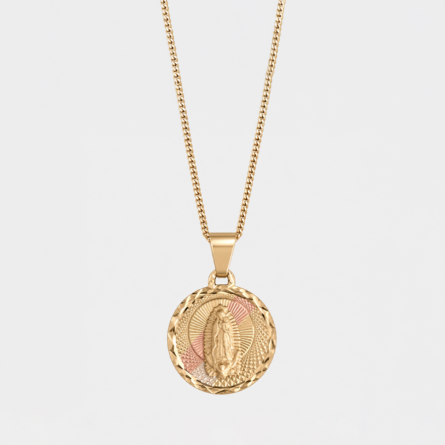Collar Medalla Virgen de Guadalupe Oro Sólido 10K