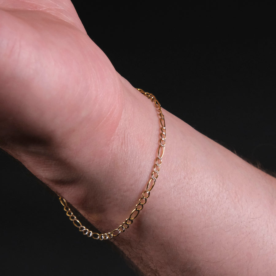 Figaro 3X1 Pave 2mm (Oro Sólido) Pulsera