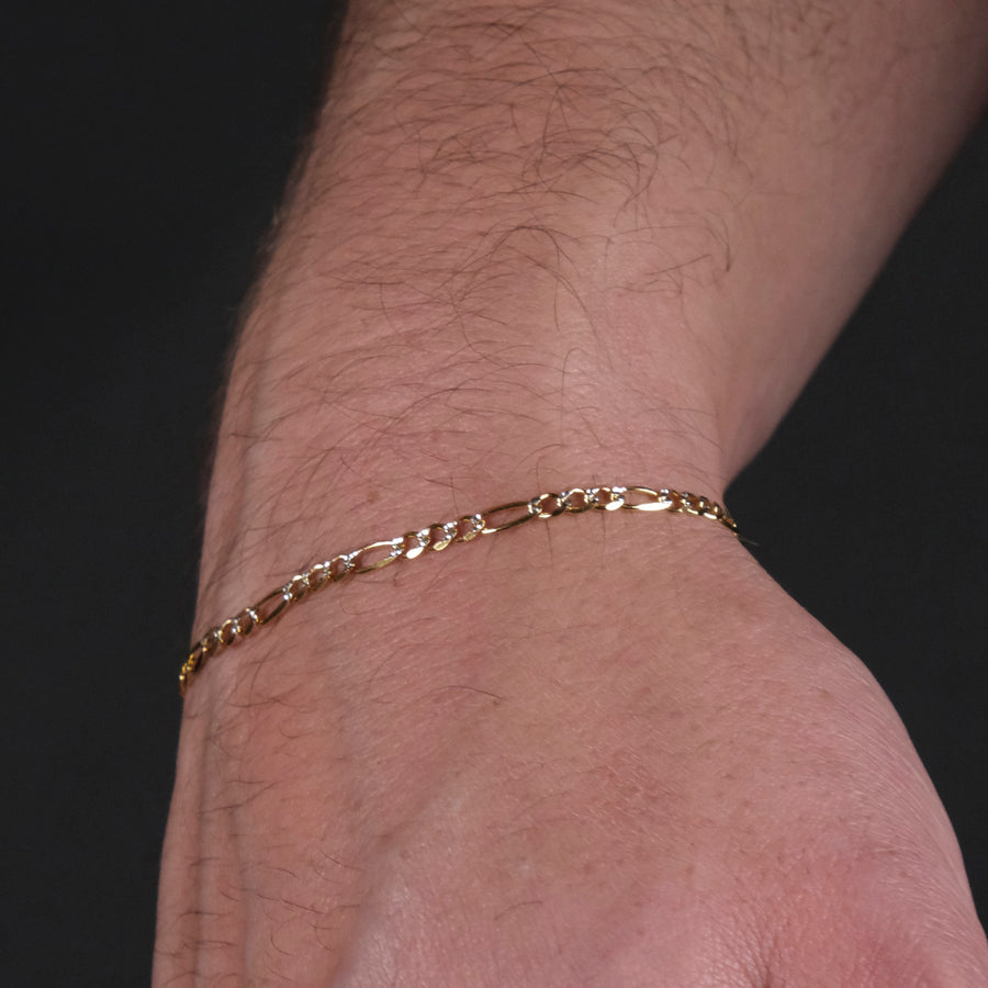 Figaro 3X1 Pave 3mm (Oro Sólido) Pulsera