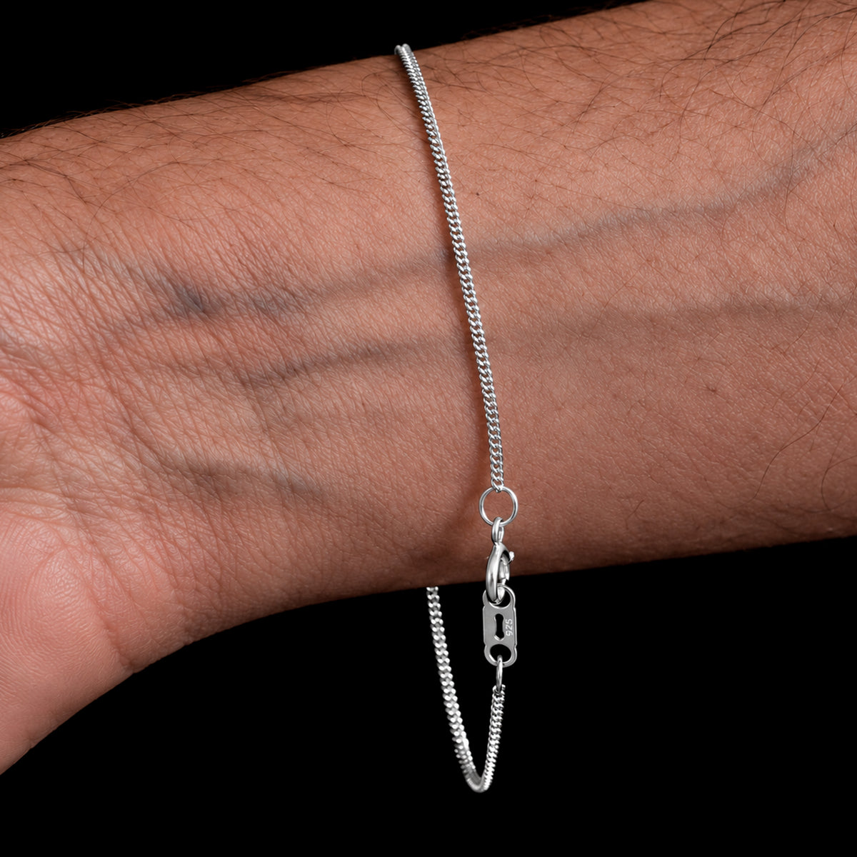 Pulsera Cuban Link 1mm Plata