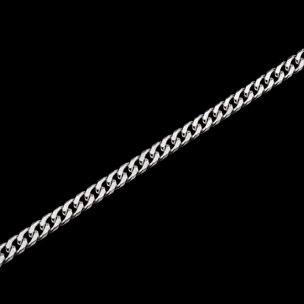 Detalle de eslabones Cuban Link en plata .925