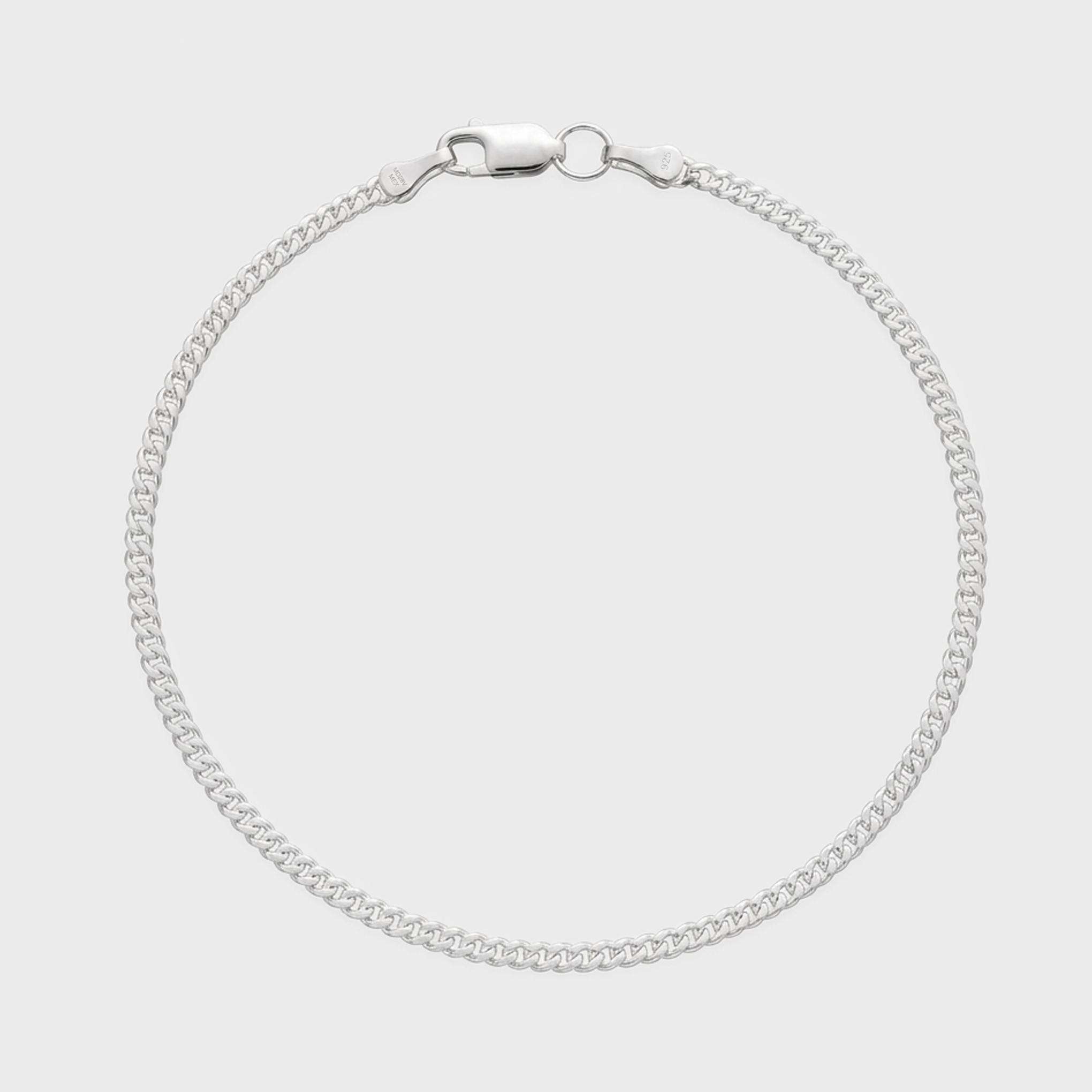 Pulsera Cuban Link de plata .925 vista frontal.