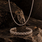 Brazalete Trenzado + Cadena Torzal Rodio