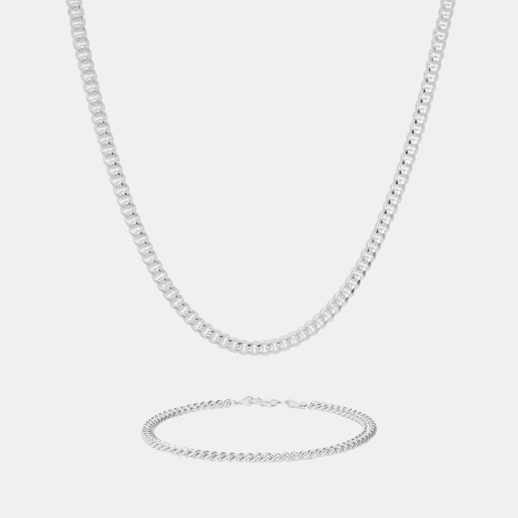 Set Cuban Link 4mm (Plata)