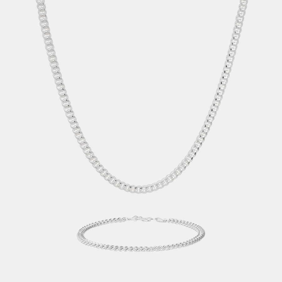 Set Cuban Link 4mm (Plata)