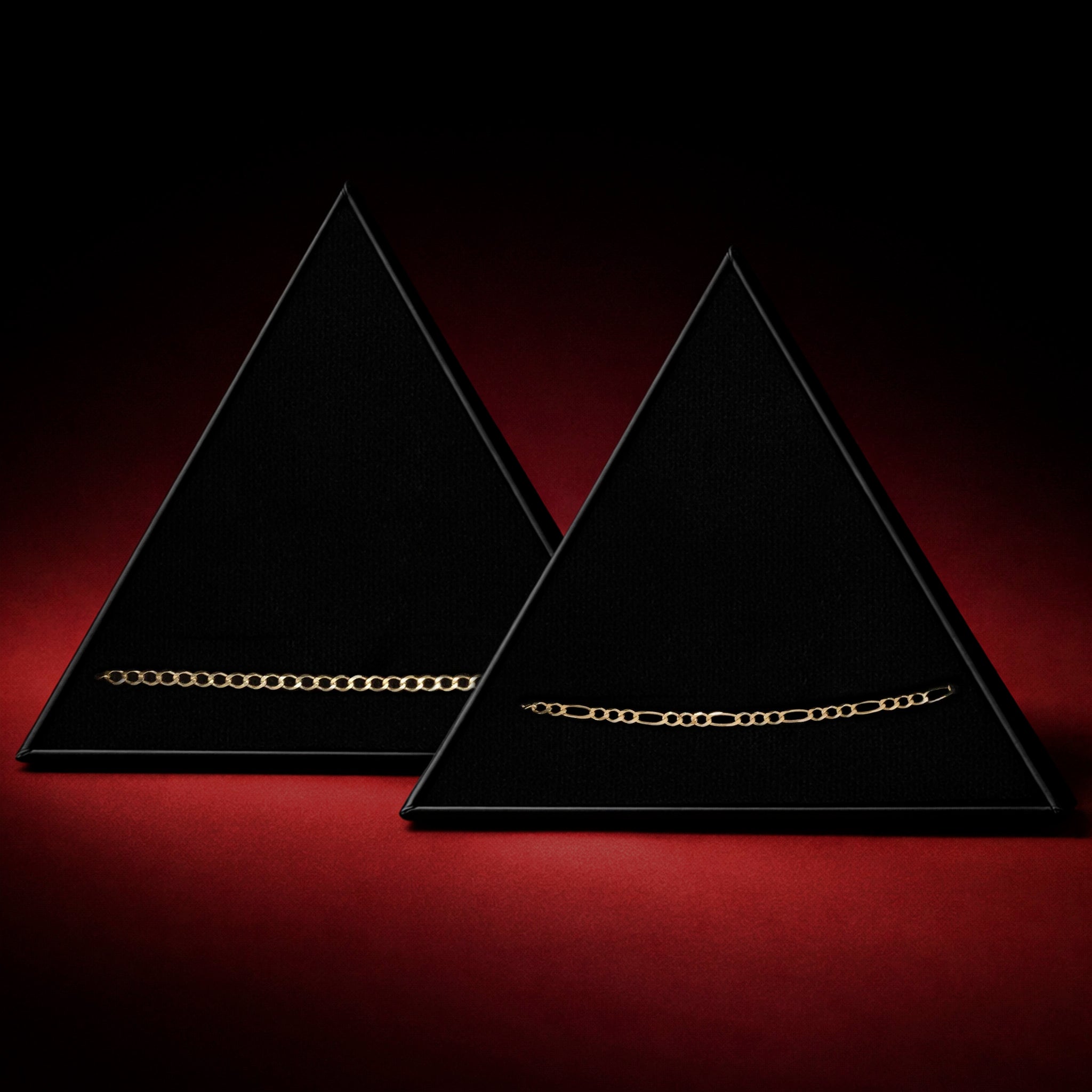 Set Curb 2mm + Figaro 3x1 2.5mm Oro (Pulseras)