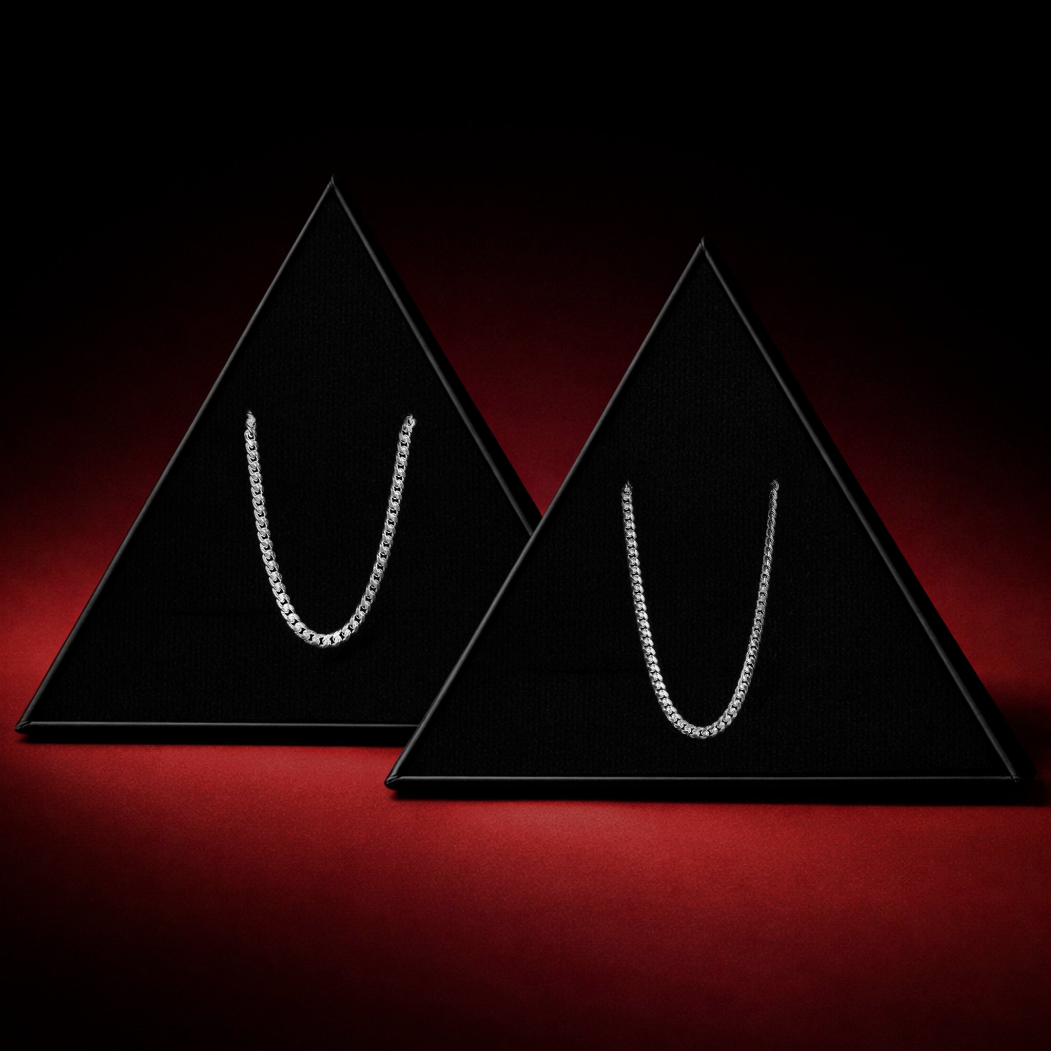 Set cuban link 2mm + cuban link 3mm plata (cadena)