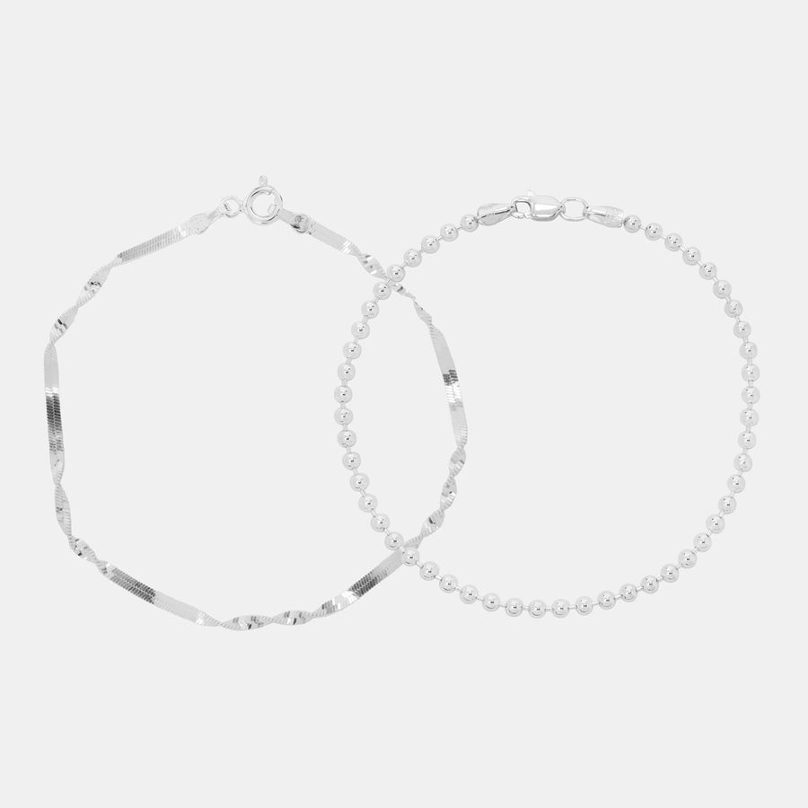 Set Singapur + Bolitas (Plata) Pulseras