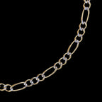 Pulsera Figaro 3X1 Abierta Pave 4mm Oro Sólido