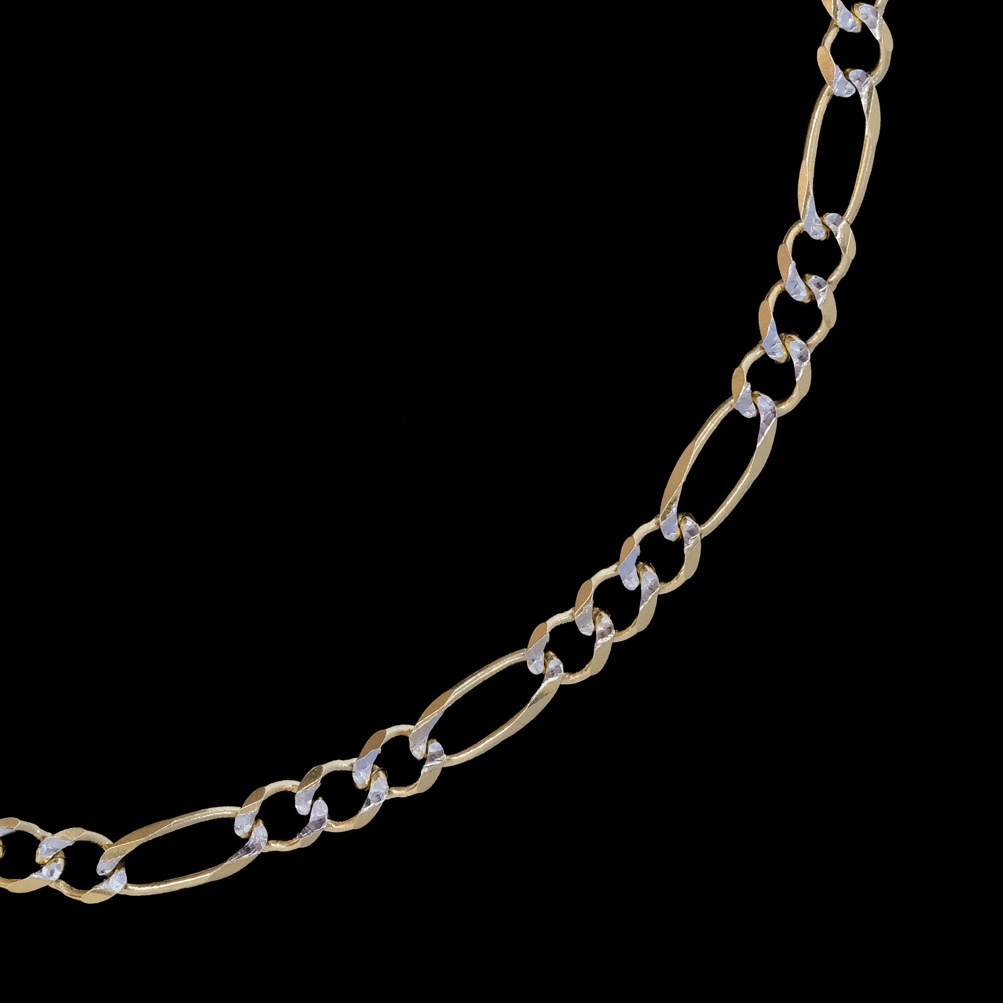 Fígaro 3X1 Pave Abierta 4mm (Oro Sólido) Cadena