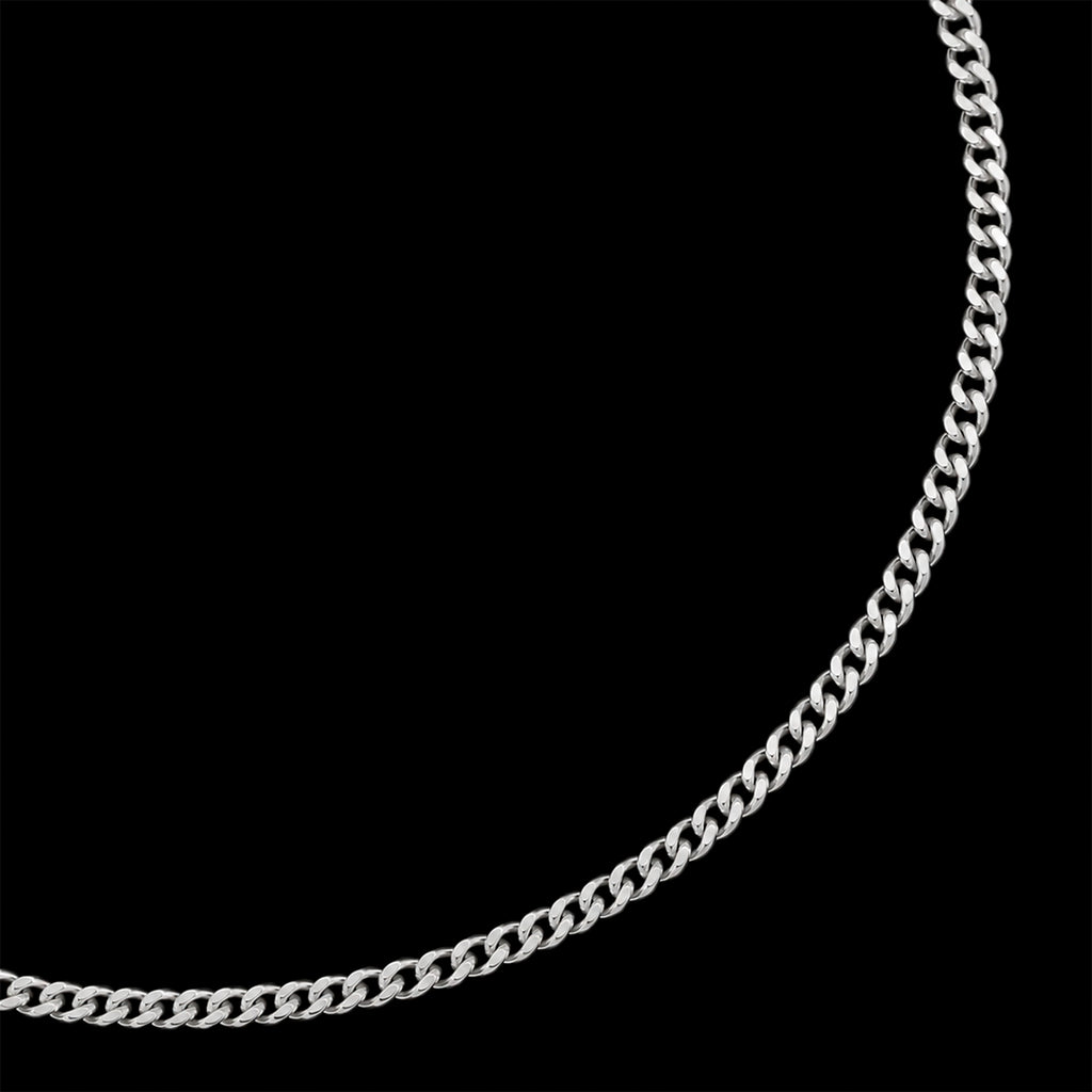 Detalle de textura y eslabones de Cadena Cuban Link 1mm en Plata .925