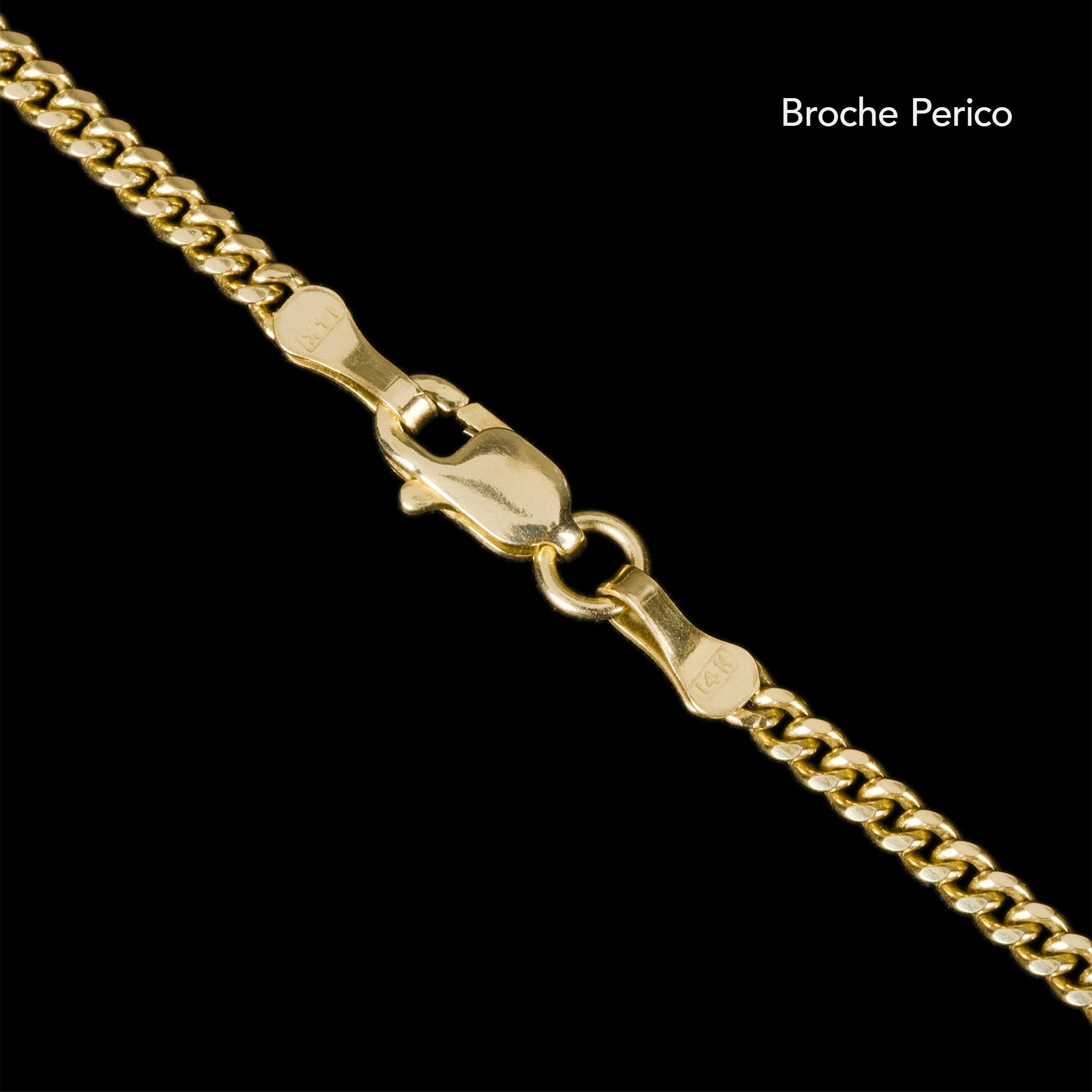 Broche y marcaje de Cadena Cuban Link 2mm oro sólido 14K