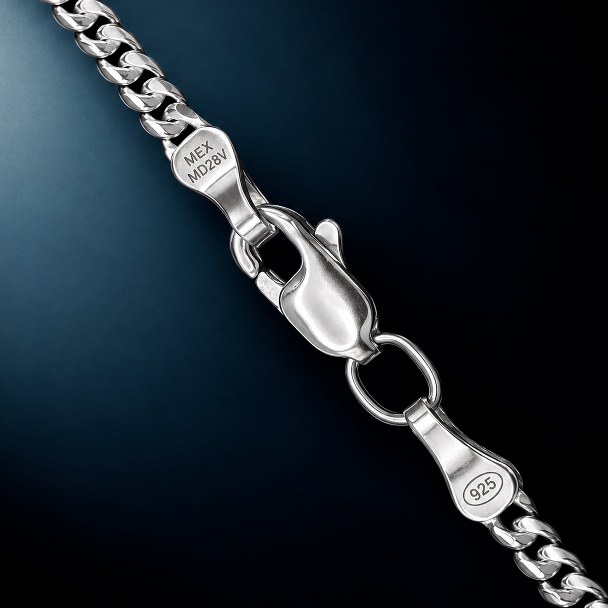 Detalle del broche de la Cadena Cuban Link 2mm Plata .925