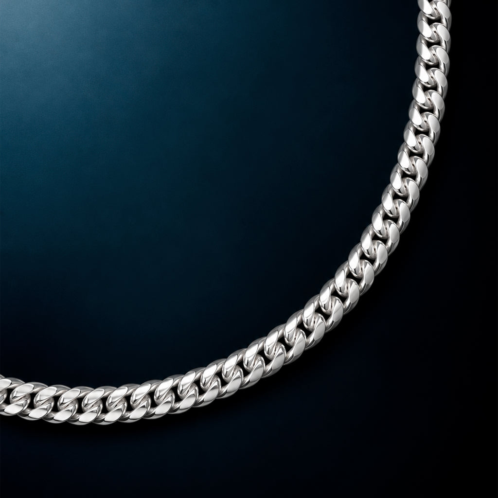 Detalle del tejido y eslabones Cuban Link 2mm en Plata .925