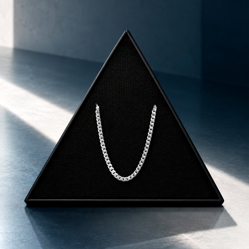 Cadena Cuban Link 3mm Plata .925 en caja Triangulum Workshop